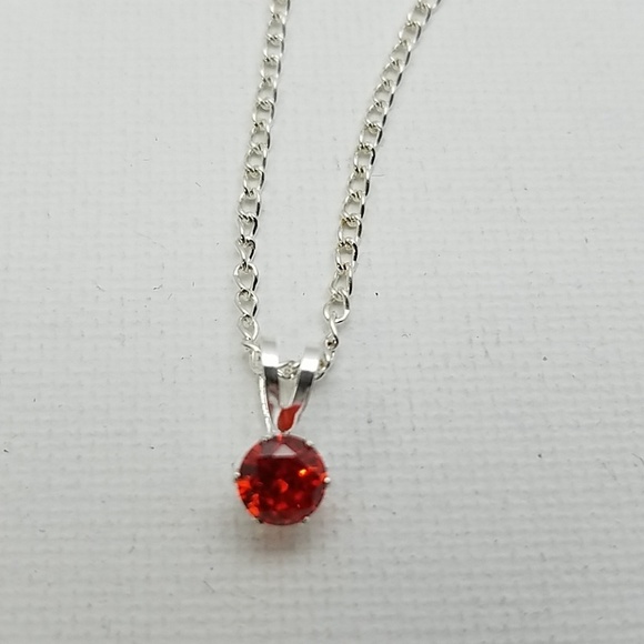 Ruby Red Faux & Silver 16" Chain - Picture 2 of 2